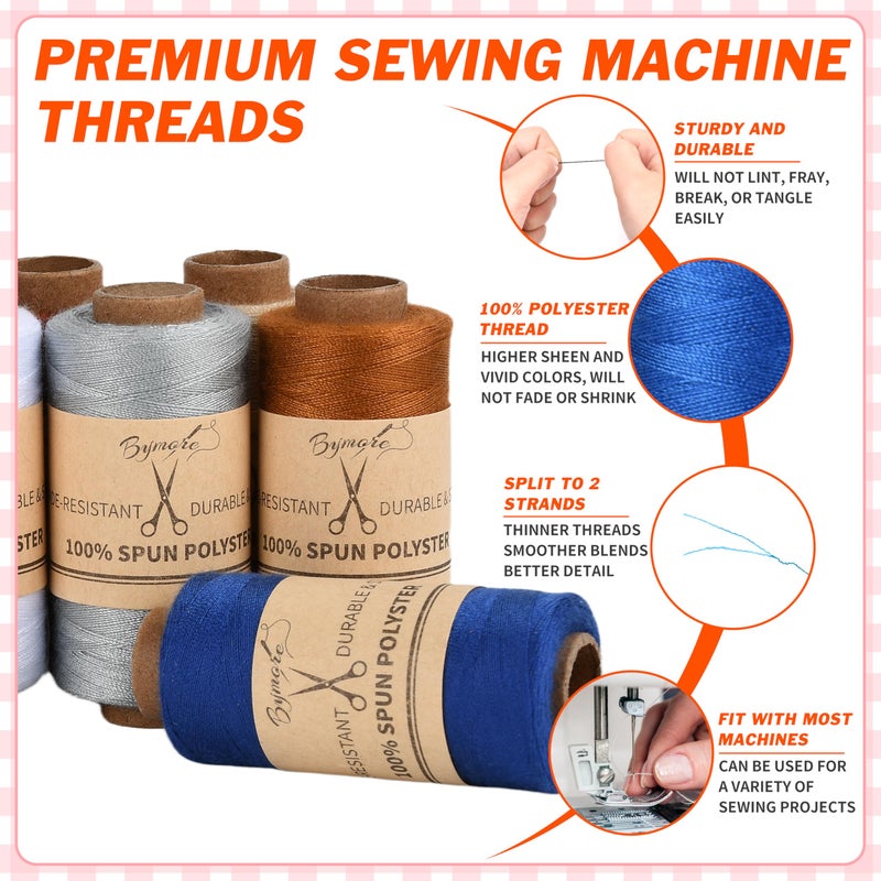 BYMORE 30 Pcs Sewing Thread Kit, 12 Colors 400 Yards per Polyester Thread Spools with Needles and Threaders for Hand & Machine Sewing, Emergency and Travel, DIY and Home - Image 3