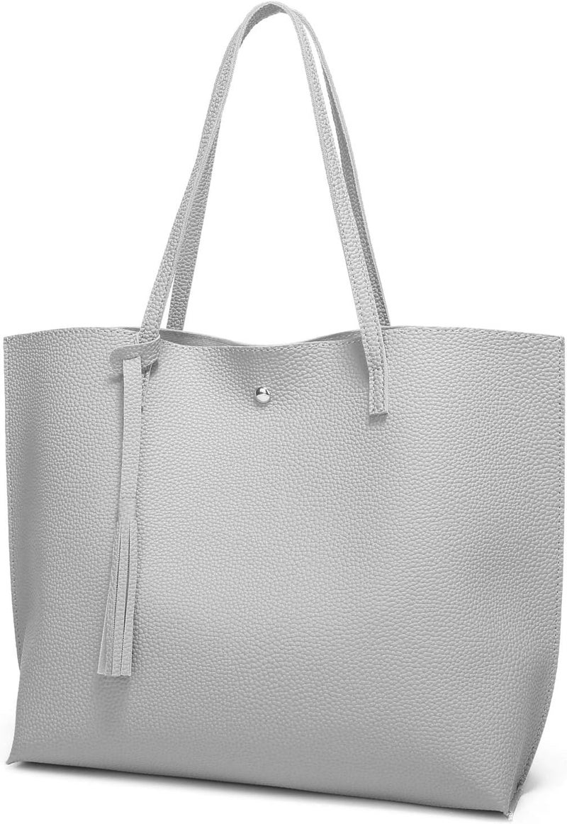 Dreubea Women's Soft Faux Leather Tote Shoulder Bag from, Big Capacity Tassel Handbag - Image 1