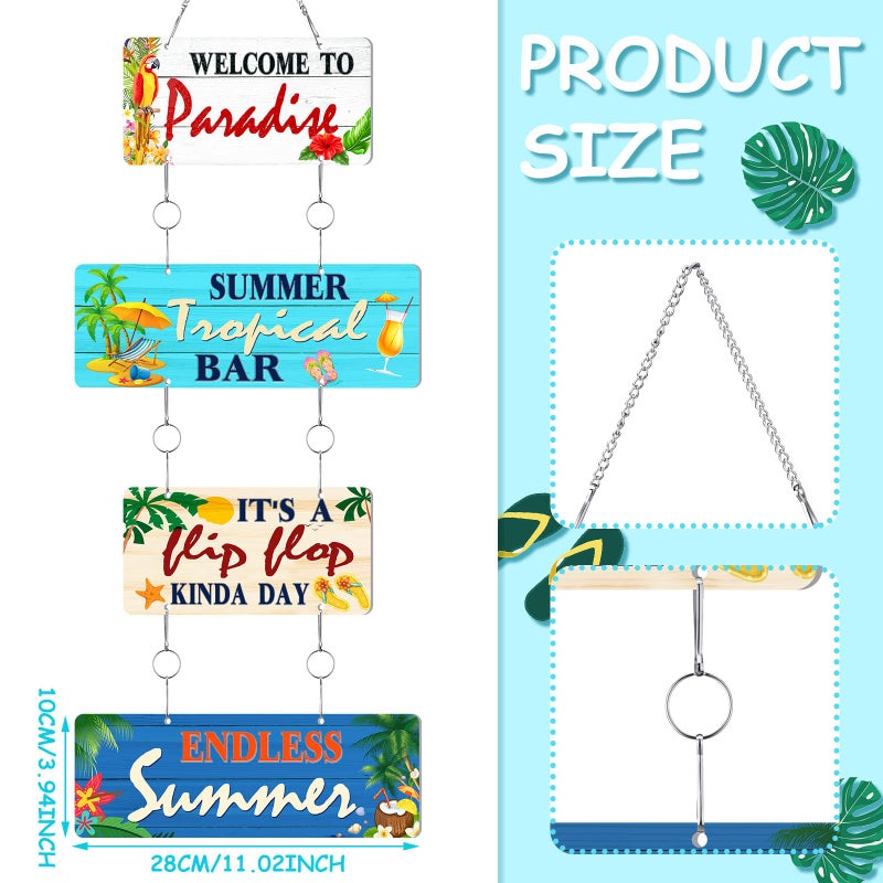 Shimeyao Summer Beach Wall Decor Welcome to Paradise Sign Patio Pool Sign Metal Hanging Tropical Bar Flip Flop Sign Endless Summer Vintage Beach Themed Plaque for Poolside Outdoor Home Decor (Stylish Style) - Image 3