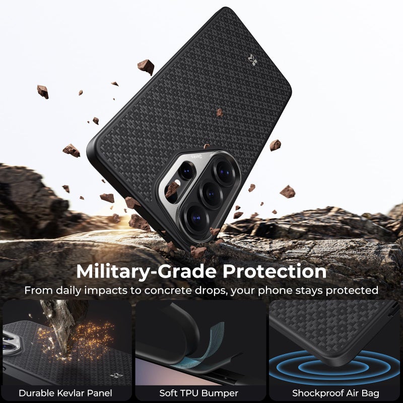 BENKS S26 Ultra Case, ArmorGrid ArmorPro Case for Samsung Galaxy S26 Ultra, MagSafe Compatible Military-Grade Protective Case, Built with Dupont Kevlar Aramid Fiber & TPU, Aluminum Camera Protection - Image 4
