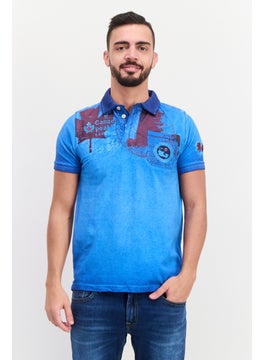 Canadian Peak Men Regular Fit Graphic Print Short Sleeves Polo, Blue Combo  - Image 1