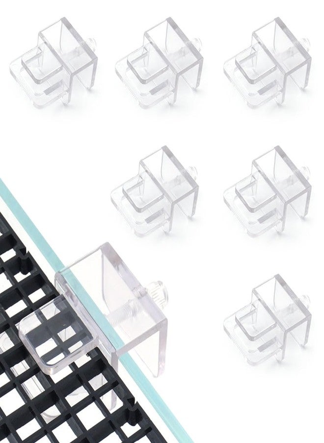 LINLAN 6 Pieces Aquarium Lid Clips, Transparent ABS Plastic Rimless Fish Tank Top Cover Support, Suitable for Plastic Dividers and DIY Anti-Jump - Image 1