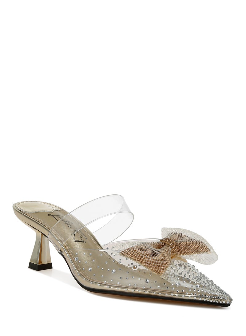 London Rag Embellished Bow Kitten Heels in Gold  - Image 2