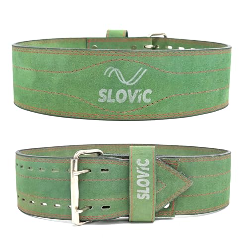 Slovic Gym Belt for Men and Women | Weight lifting Belt for Gym Workouts | Back Support for Weightlifting | Double Buckle deadlift belt for gym | Gym Accessories Waist Belt for exercise | Green - S - Image 1
