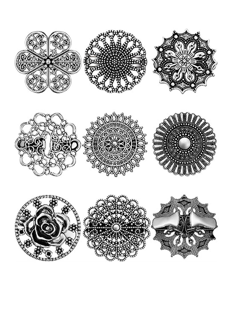 Vintage Flower Collar Clip, Dress Clips Retro Cardigan Clip Vintage Sweater Clips, Brooch Shawl Collar Clasp Set, for Shirt Scarf Cape Cloak Coat Clothes Women Girls Wearing, 8 Pcs - Image 1