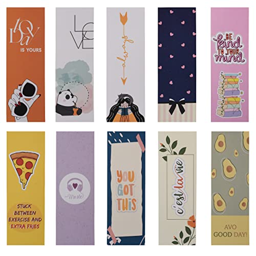 Papboo Designer Bookmarks Set of 10, Design- 1 - Specially Designed for Book, Artcard, Matte Finished,NO Repeat Designs, Multi-Color Bookmark (6 * 2 inches) - Image 1