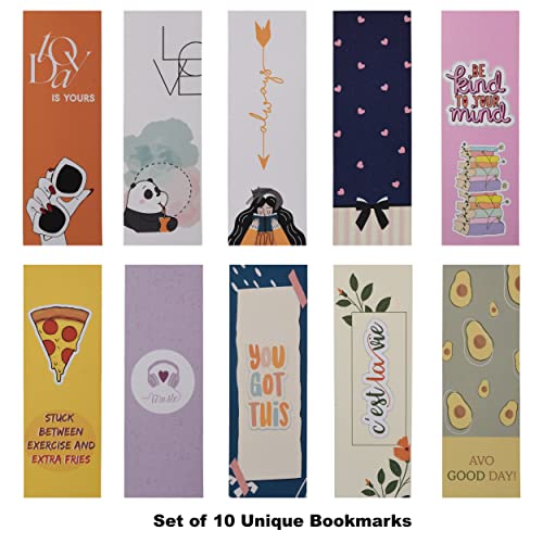 Papboo Designer Bookmarks Set of 10, Design- 1 - Specially Designed for Book, Artcard, Matte Finished,NO Repeat Designs, Multi-Color Bookmark (6 * 2 inches) - Image 2