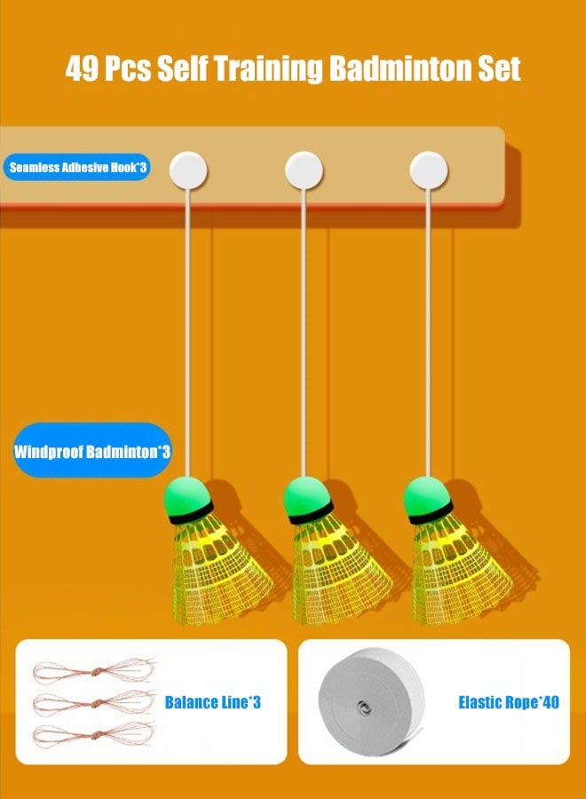 Hanayo Badminton Trainer Set Indoor Badminton Training Device for Kids with 3 Luminous Balls & 40 Rope Replacement Portable Training Equipment for Solo Practice - Image 2