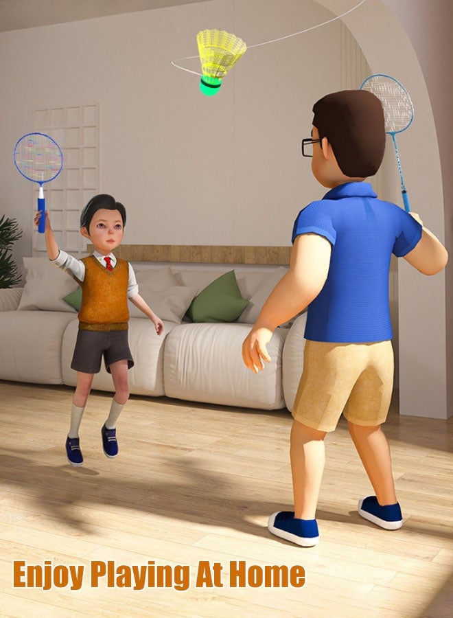 Hanayo Badminton Trainer Set Indoor Badminton Training Device for Kids with 3 Luminous Balls & 40 Rope Replacement Portable Training Equipment for Solo Practice - Image 3