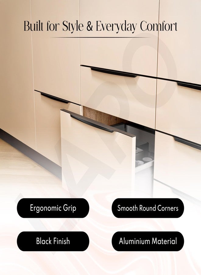 LAPO 3 Pack Premium 14 Inch Aluminum Kitchen Profile Handle, Drawer Handle for Kitchen, Wardrobe Pull Handle, Cabinet Profile Handle for Home, Hotel, Office (Black Finish, Pack of 3) P-003 - Image 4