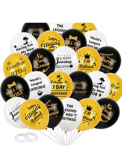 HOWAF 12 Inch Happy Retirement Party Latex Balloons 36 Pieces White Gold And Black Fun Retirement Decoration Balloons For For Men Women Retirement Party Indoor Outdoor Supplies  - Image 3
