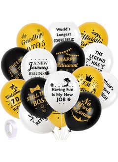 HOWAF 12 Inch Happy Retirement Party Latex Balloons 36 Pieces White Gold And Black Fun Retirement Decoration Balloons For For Men Women Retirement Party Indoor Outdoor Supplies  - Image 2