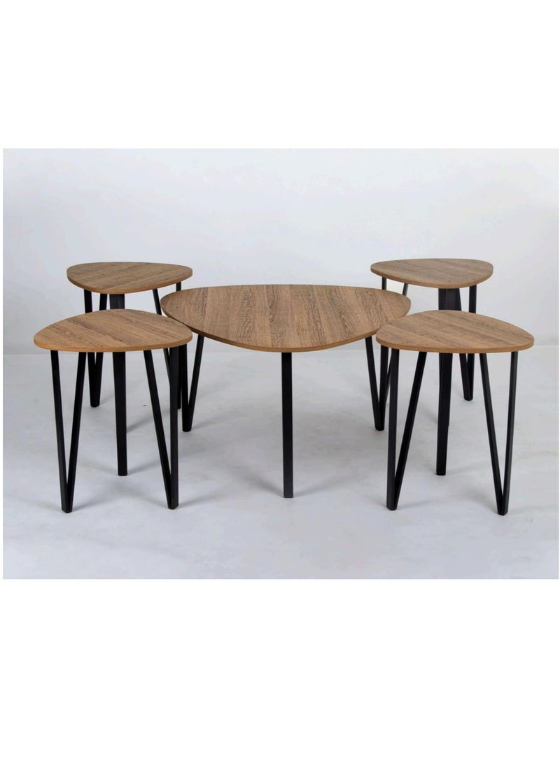 Generic Set Of 5 Pieces Wooden Coffee Tables Set 1+4 B-85*50 S-45*55