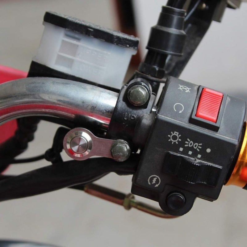 RAYANA Stainless Steel LED Light Motorcycle Switch ON-Off Handlebar Adjustable Mount Waterproof Latching Push Button Switch DC12V Self-Locking (E-RED) - Image 3