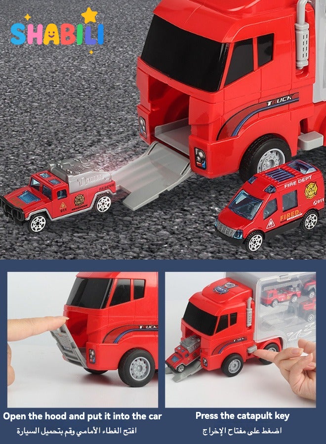شبيلي مجموعة شاحنات ألعاب إطفاء للأطفال عمر ٣ سنوات فأكثر هدية عيد ميلاد للأولاد - Image 4