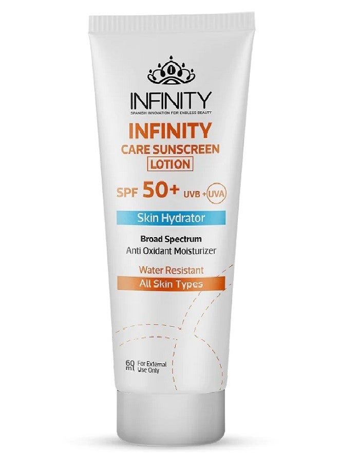 Infinity Care Sunscreen Lotion Skin Hydrator SPF50+ For All Skin Types 60ml  - Image 1