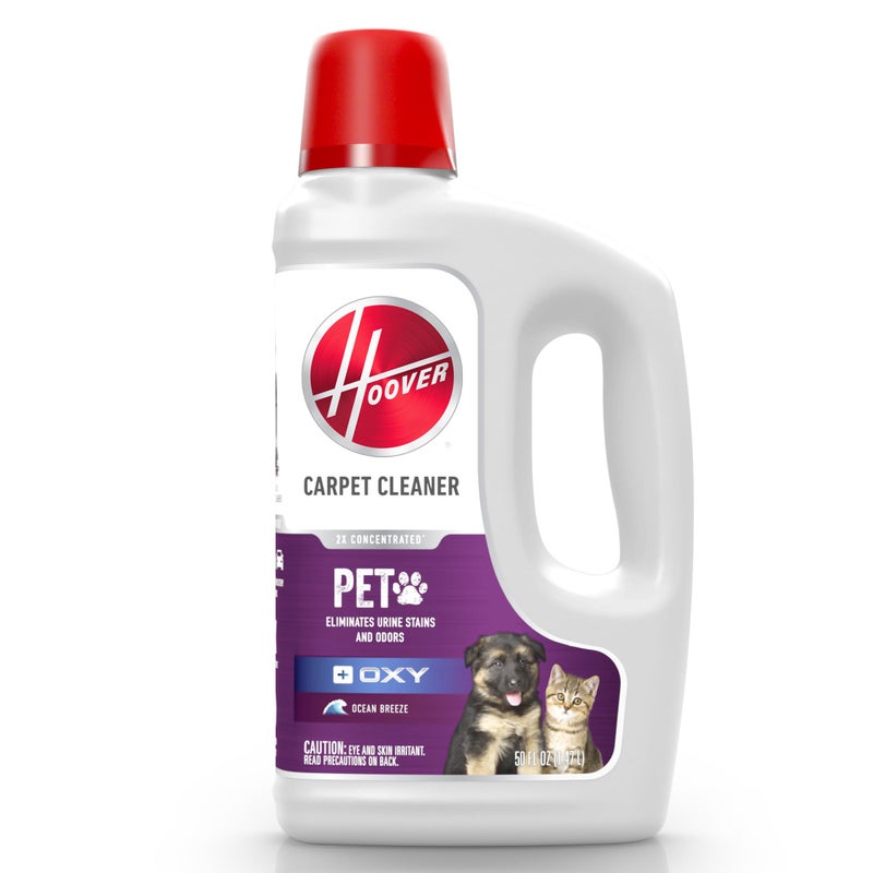 HOOVER Hoover Oxy Pet Carpet Cleaner Solution, 50 oz., Ocean Breeze Scent, Deep Cleaning Carpet Shampoo Solution, Eliminates Urine Stains and Odors, Pair Carpet Cleaner Machine  - Image 1