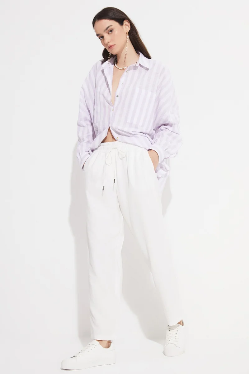 جون Women's Exclusive Elastic Waist Viscose Blend Jogger Woven Trousers