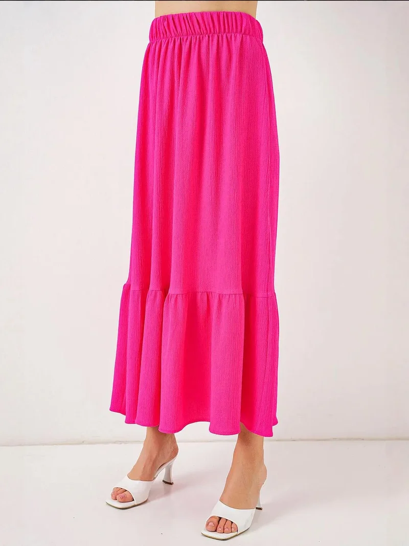 BIG DART BDART Textured Maxi Knit Skirt with Elastic Waist