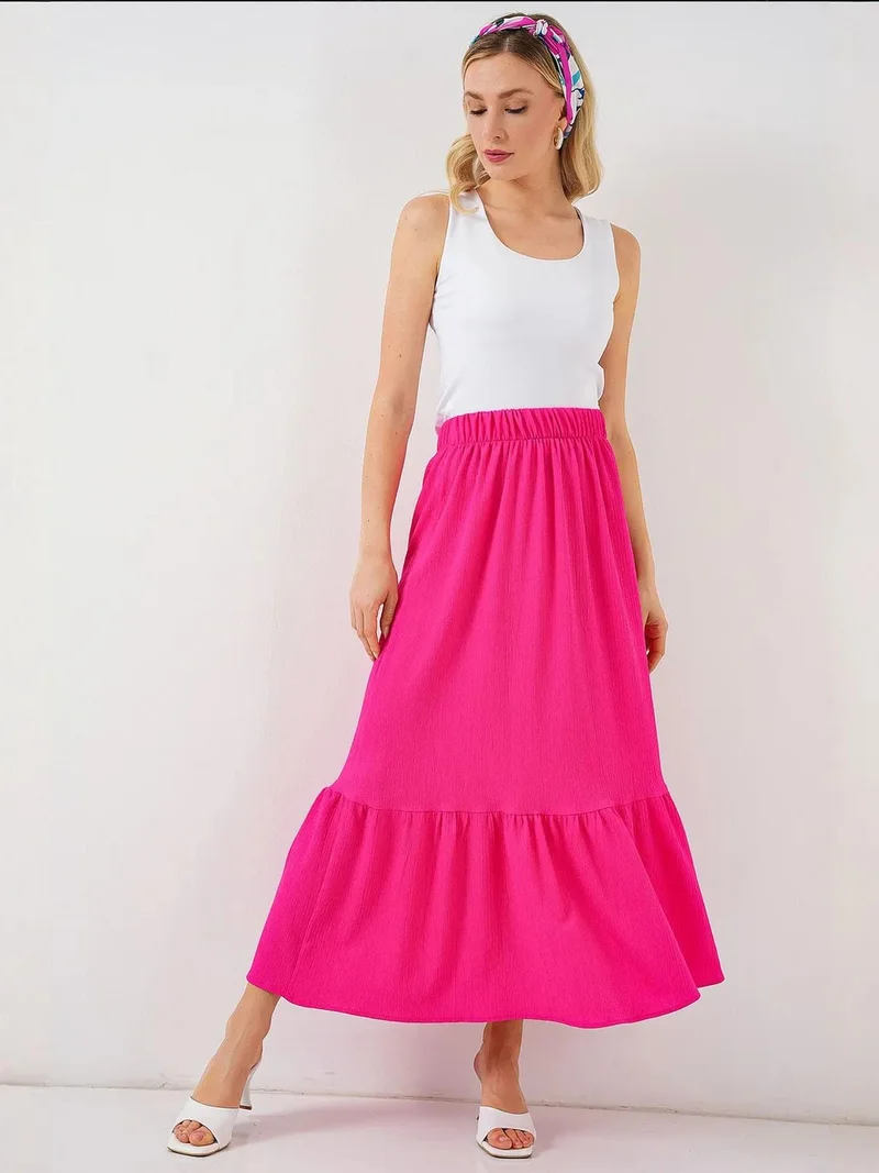 BIG DART BDART Textured Maxi Knit Skirt with Elastic Waist
