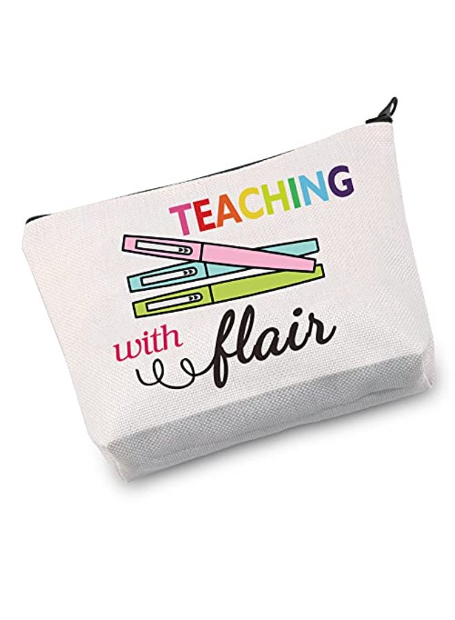 JXGZSO Teaching With Flair Zipper Pouch Teacher Pen P Pouches Teacher Makeup Cosmetic Bag Teaching With Flair B - Image 1
