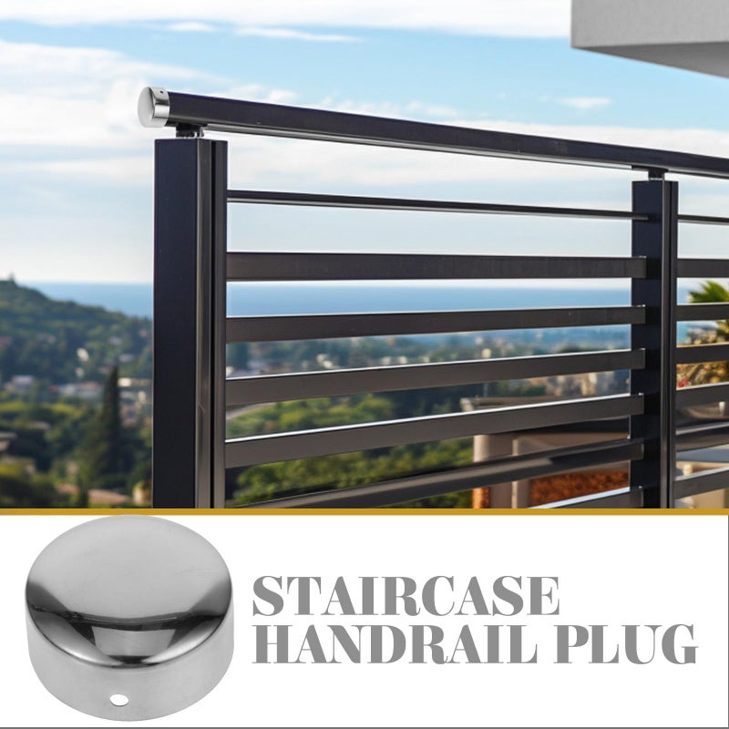 Stainless Steel Handrail End Caps 45mm Round Replacement Accessories 2 Pack - Image 4