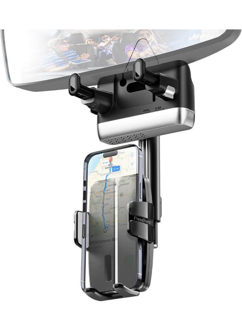 general Rear View Mirror Phone Holder,Rotatable and Retractable Phone Holders for Your Car, 360° Rotating Adjustable Cell Phone Mount with Wire Retaining Rope for iPhone Samsung All 4-7 Inch Cell Phones - Image 1