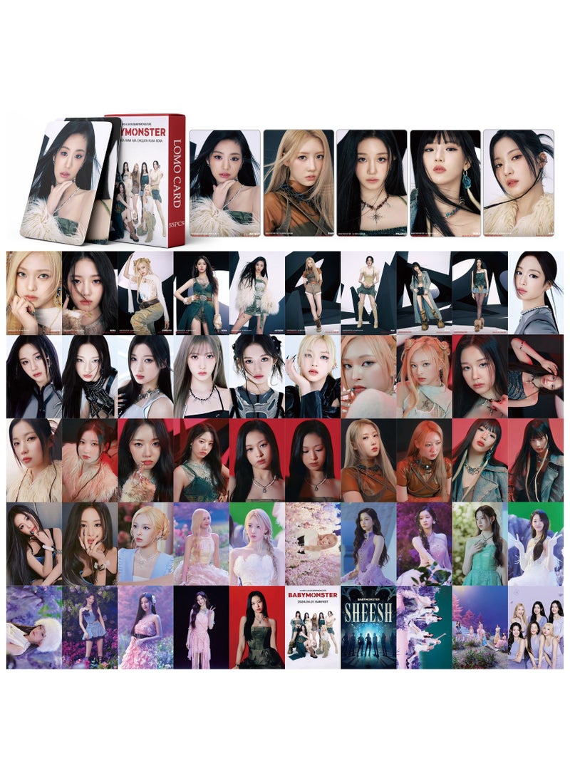 EHOME 55Pcs BABY MONSTER Photo Card SHEESH Lomo Card  - Image 2