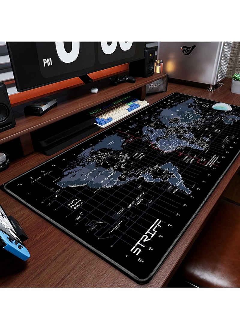 Striff - Gaming Mouse Pad| Stitched Edges| Non-Slip Rubber Base| Keyboard Mouse Pad for Office & Home (World Map) - Image 1