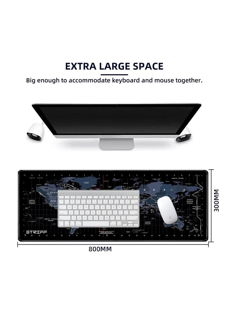 Striff - Gaming Mouse Pad| Stitched Edges| Non-Slip Rubber Base| Keyboard Mouse Pad for Office & Home (World Map) - Image 1