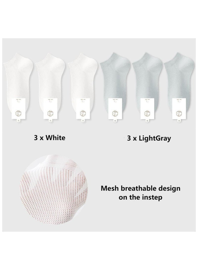6 Pairs Per Set Summer Women's Thin Socks, Mesh Breathable Design, Casual Boat Socks  - Image 1