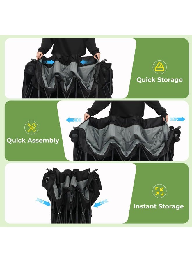 Hosile Oversized 3 Person Camping Chair with Canopy Shade Fully Padded Outdoor Folding Camping Chair Suitable For Outdoor Camping, Lawns, And Backyards Equipped With Cup Holders And A Portable Storage Bag - Image 2