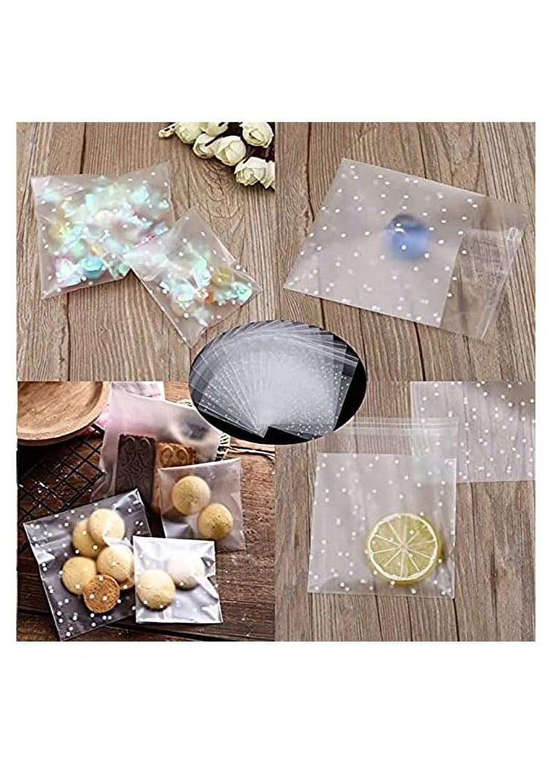 Excefore Self Adhesive Candy Bag 400 PCS Cellophane Cookie Bags Self-adhesive Sealing White Polka Dot Clear OPP Plastic Party for Bakery, Candy, Soap,Cookie (4 x 6 inches)  - Image 5