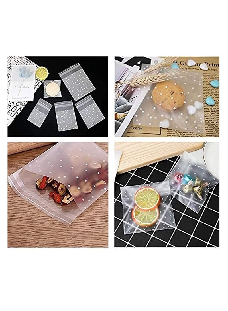Excefore Self Adhesive Candy Bag 400 PCS Cellophane Cookie Bags Self-adhesive Sealing White Polka Dot Clear OPP Plastic Party for Bakery, Candy, Soap,Cookie (4 x 6 inches)  - Image 4