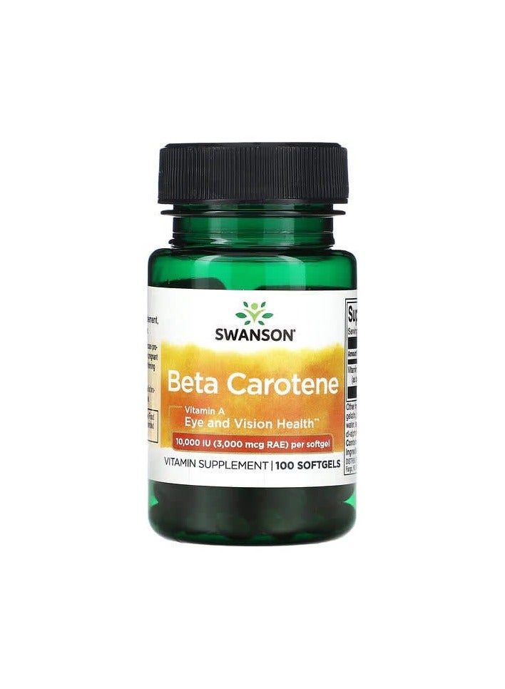 SWANSON Beta Carotene, 10,000 IU (3,000 mcg RAE), 100 Softgels