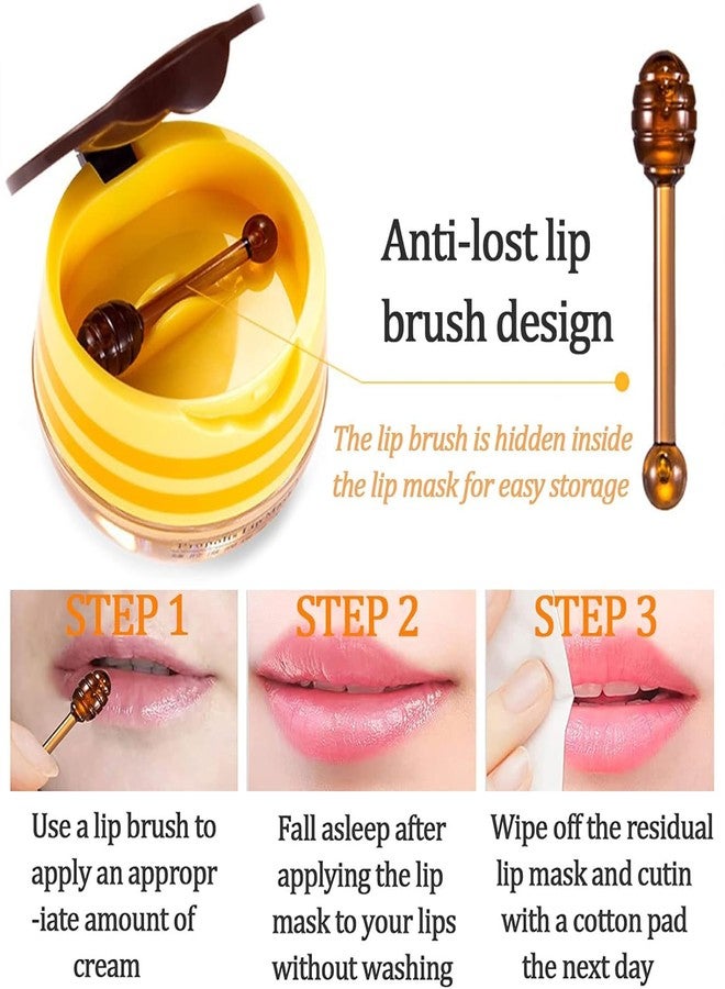 Qawnfy 3 PCS Lip Balm Honey Pot, Honey & Apple Lime & Watermelem Lip Mask Vitamin E & Moisturizing Propolis Sleeping Lip Mask Prevention Dry and Cracked Lip Scrubs Exfoliator, Christmas Gifts - Image 3