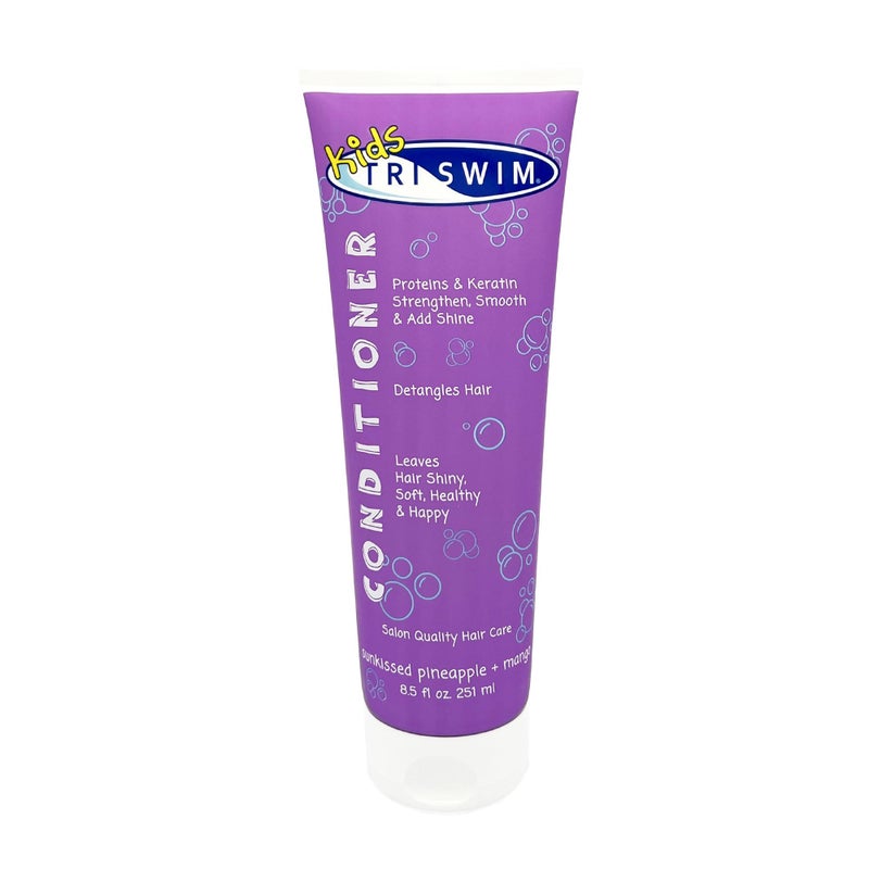 TRISWIM Kids Swim Conditioner 8.5oz | Strengthens, Moisturizes & Detangles | Leaves Hair Hydrated, Shiny & Smooth | Lightweight Formula for Everyday Use | Sunkissed Pineapple + Mango Scent - Image 1
