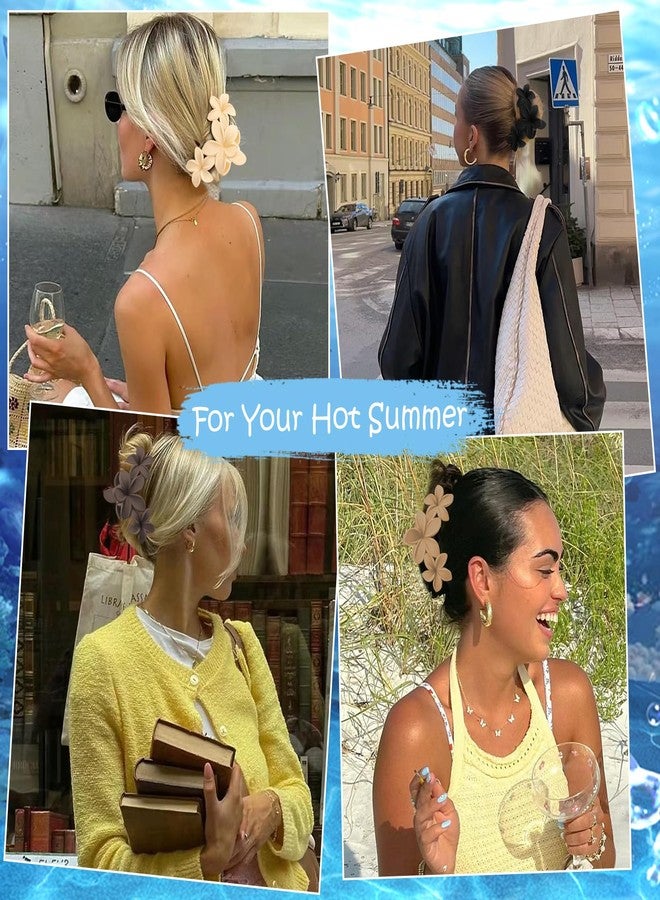 Hapdoo Hawaiian Flower Hair Clips for Women, 5PCS Plumeria Beach Floral Hair Accessories Summer Flowers Claw Clip for Girls, Tropical Ocean Flower Clips Hawaiian Outfits - Image 3