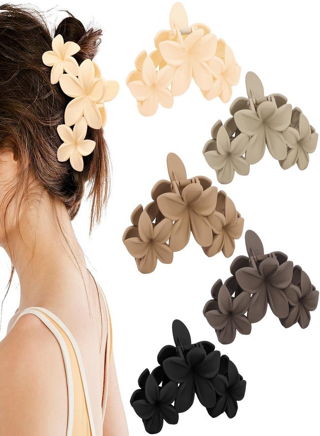 Hapdoo Hawaiian Flower Hair Clips for Women, 5PCS Plumeria Beach Floral Hair Accessories Summer Flowers Claw Clip for Girls, Tropical Ocean Flower Clips Hawaiian Outfits - Image 1