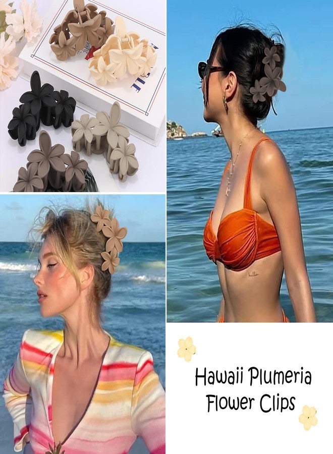 Hapdoo Hawaiian Flower Hair Clips for Women, 5PCS Plumeria Beach Floral Hair Accessories Summer Flowers Claw Clip for Girls, Tropical Ocean Flower Clips Hawaiian Outfits - Image 5