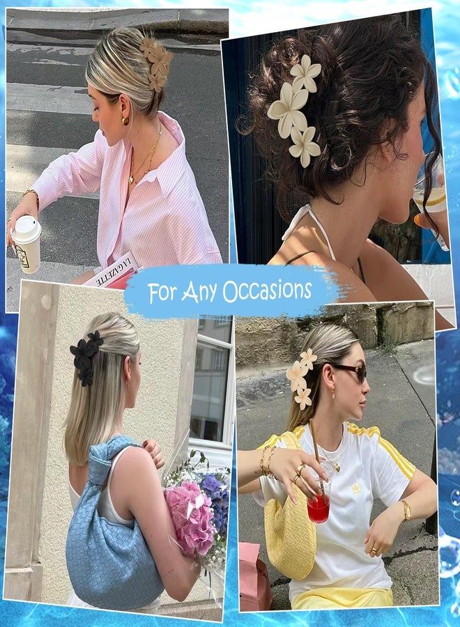 Hapdoo Hawaiian Flower Hair Clips for Women, 5PCS Plumeria Beach Floral Hair Accessories Summer Flowers Claw Clip for Girls, Tropical Ocean Flower Clips Hawaiian Outfits - Image 4