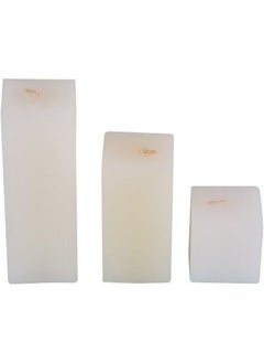 Atorakushon Paraffin Wax Smokeless Set 3 Square Cube Pillar Candle Decoration for Living Room Set 3