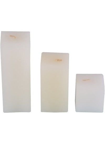 atorakushon Atorakushon Paraffin Wax Smokeless Set 3 Square Cube Pillar Candle Decoration for Living Room Set 3  - Image 1