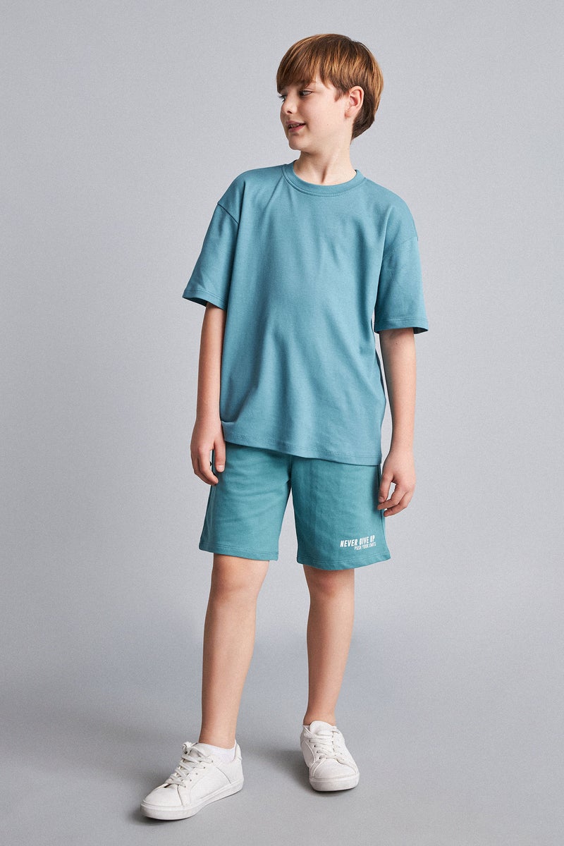 DeFacto Green Boy Boy Oversize Crew Neck T-Shirt Casual - Image 2