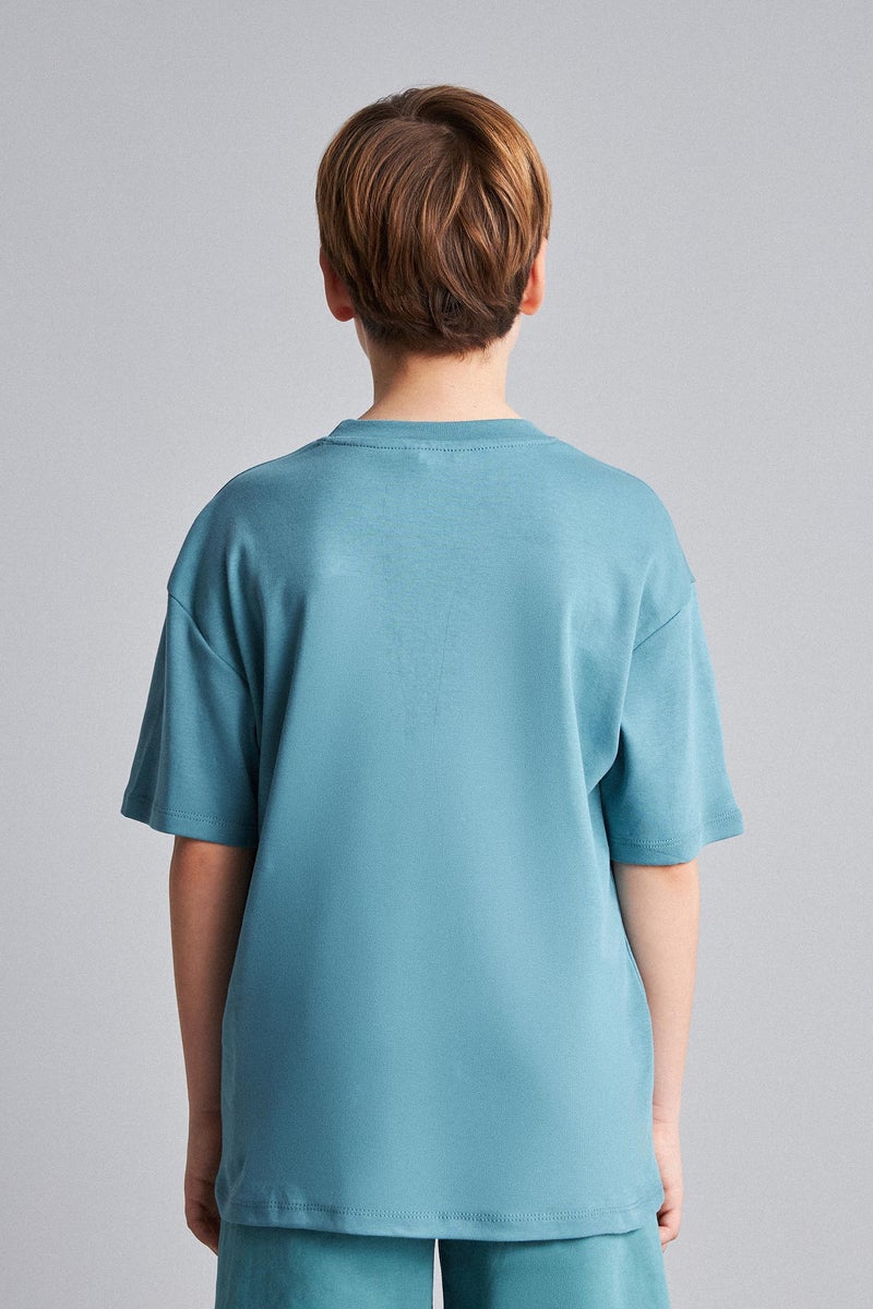 DeFacto Green Boy Boy Oversize Crew Neck T-Shirt Casual - Image 5