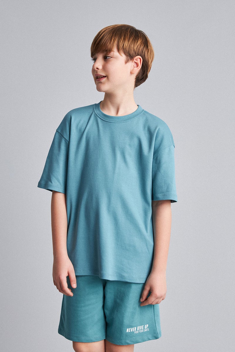 DeFacto Green Boy Boy Oversize Crew Neck T-Shirt Casual - Image 3