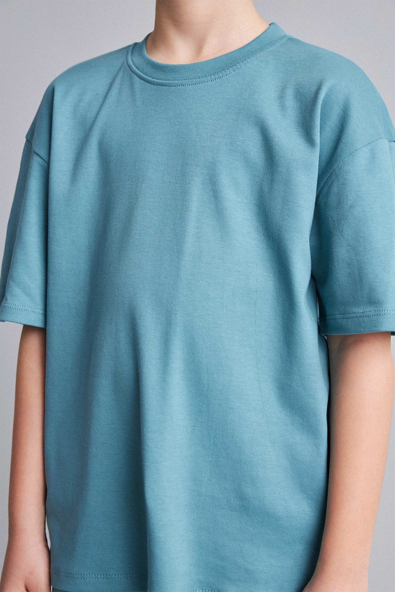 DeFacto Green Boy Boy Oversize Crew Neck T-Shirt Casual - Image 4