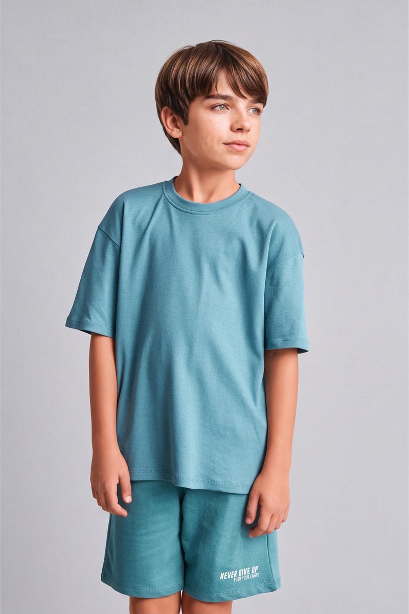 DeFacto Green Boy Boy Oversize Crew Neck T-Shirt Casual - Image 1