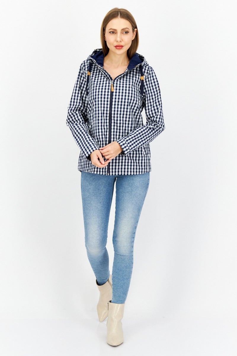 Trespass Women Checkered Windbreaker Jacket, Navy Combo  - Image 3
