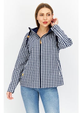 Trespass Women Checkered Windbreaker Jacket, Navy Combo  - Image 1
